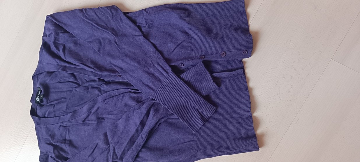 Düğmeli Mor triko Midi Kadın Hırka - Görsel 2