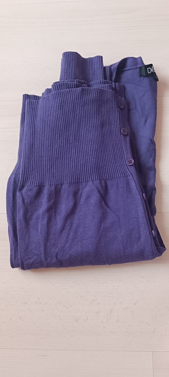 Düğmeli Mor triko Midi Kadın Hırka - Görsel 3