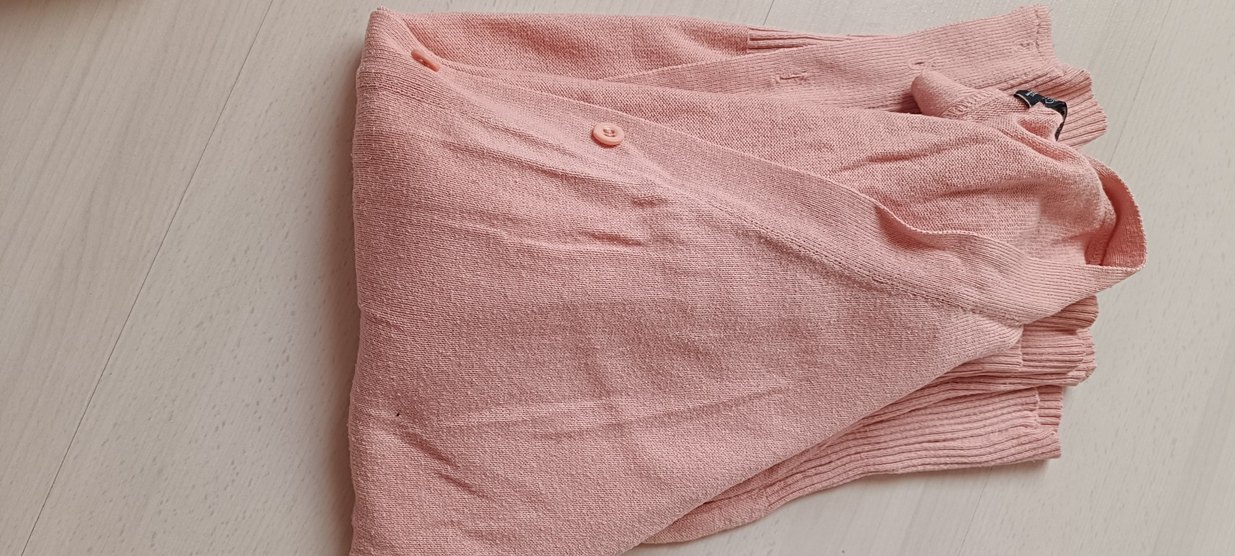 Düğmeli Pembe V Yaka Kadın Hırka - Görsel 3