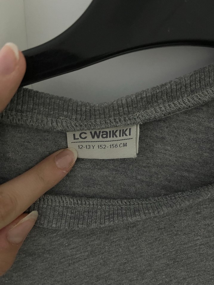 Kız Çocuk Gri Uzun Kollu Baskılı Tişört - Görsel 2