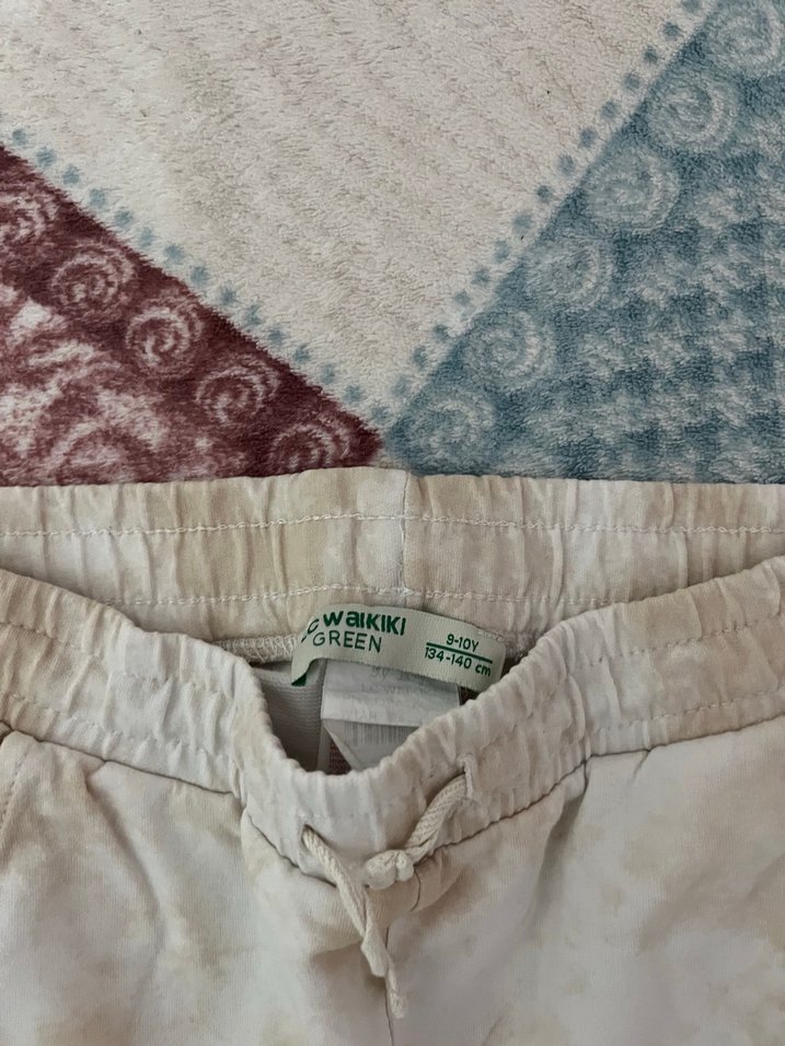 Beyaz Bağlama Desenli Rahat Kesim  Eşofman - Görsel 2