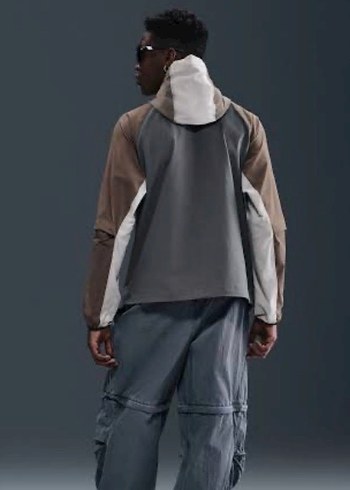 orjinal nike soortswear tech Gri-Bej Kapüşonlu Erkek Ceket - Görsel 6