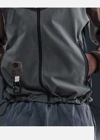 orjinal nike soortswear tech Gri-Bej Kapüşonlu Erkek Ceket - Görsel 4