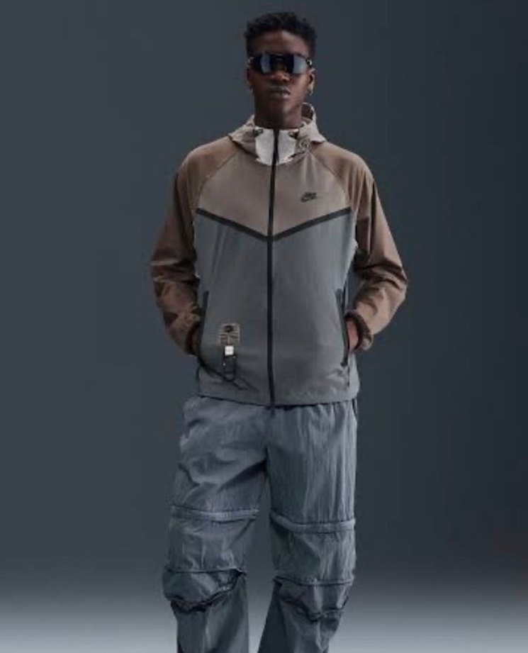 orjinal nike soortswear tech Gri-Bej Kapüşonlu Erkek Ceket - Görsel 5