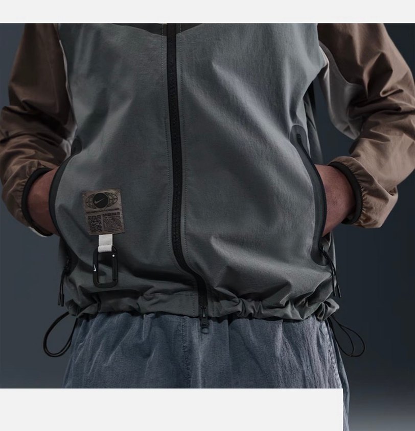 orjinal nike soortswear tech Gri-Bej Kapüşonlu Erkek Ceket - Görsel 4