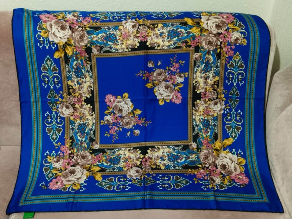 Bohem Tarzı Mavi Kadın Eşarp - Görsel 2