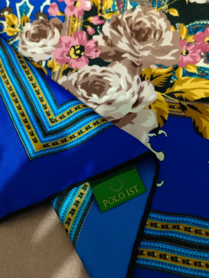 Bohem Tarzı Mavi Kadın Eşarp - Görsel 3