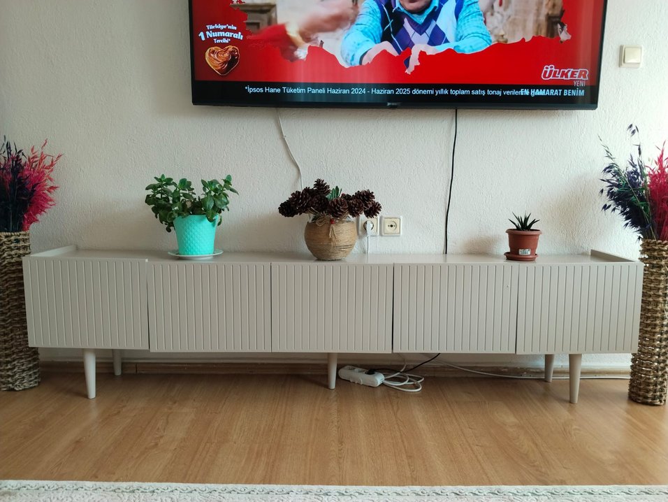 Beyaz Gri Modern TV Ünitesi - Görsel 3