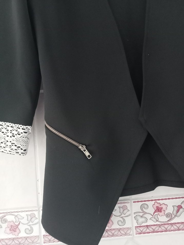 Kadın Siyah Mini Goth Blazer - Görsel 2