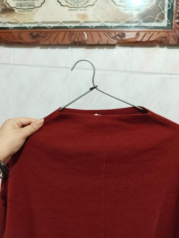 Bordo Bohem Salaş Kadın Triko Kazak - Görsel 3