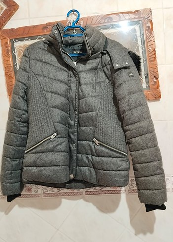 Gri Kadın Kısa Sıcak Mont - Görsel 3