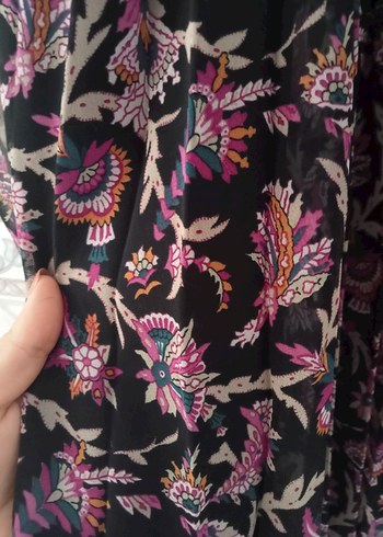 Bohem Uzun Kol Mor Desenli Rahat Elbise - Görsel 5