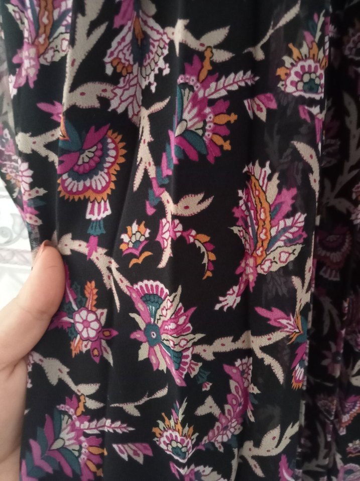 Bohem Uzun Kol Mor Desenli Rahat Elbise - Görsel 5