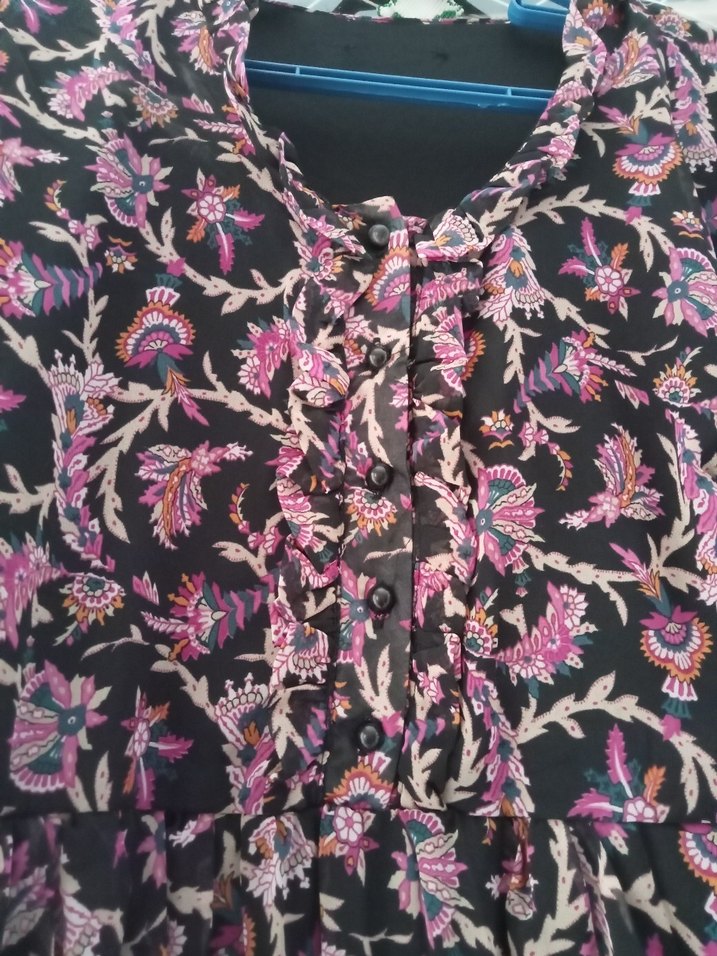 Bohem Uzun Kol Mor Desenli Rahat Elbise - Görsel 3