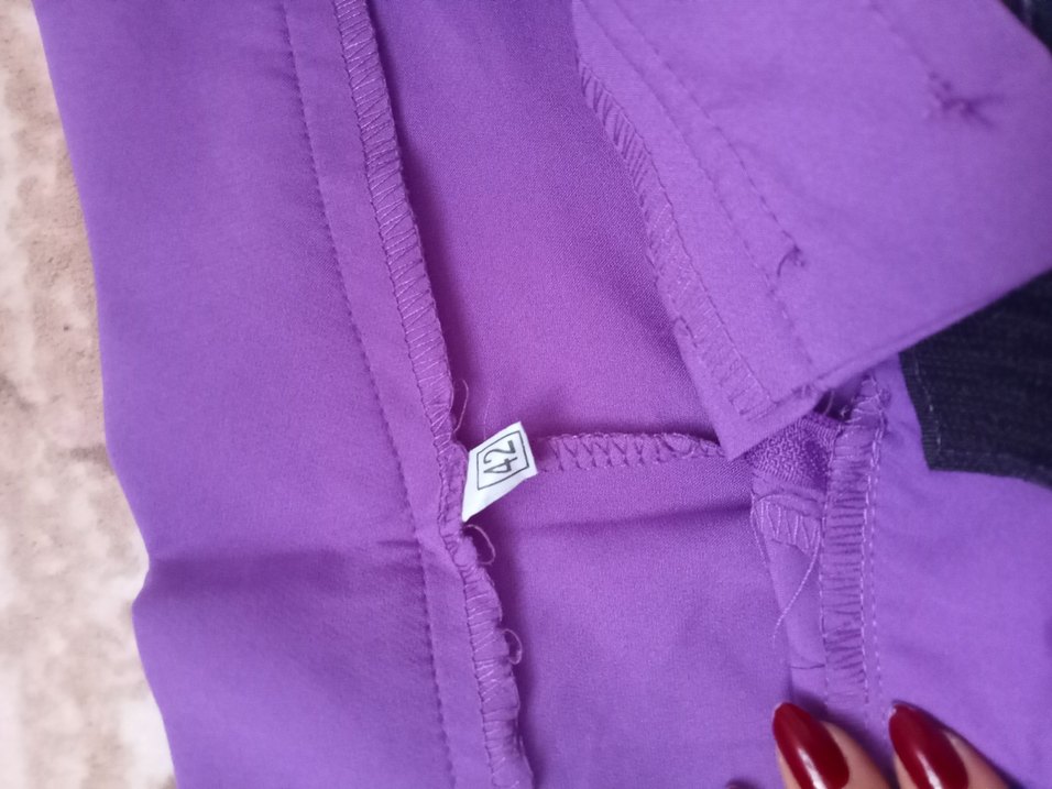 Mor Midi Pilili Kadın Kumaş Pantolon - Görsel 3