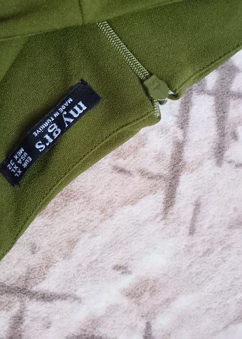 V Yaka Midi haki Kadın Elbise - Görsel 3