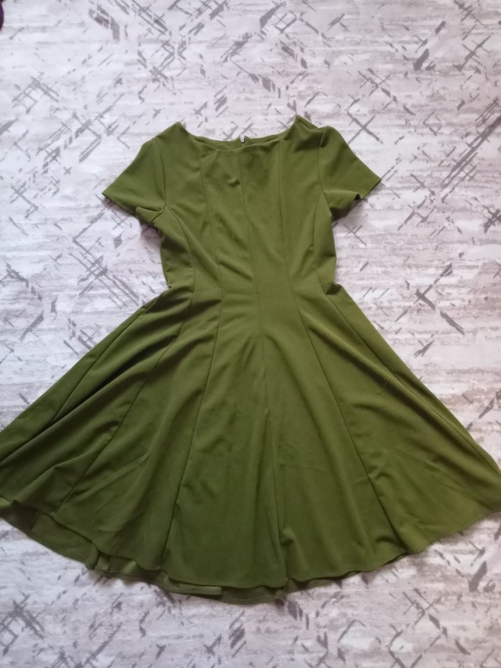 V Yaka Midi haki Kadın Elbise - Görsel 2