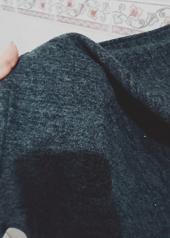 Gri Triko Boğazlı Uzun Kadın Elbise - Görsel 2