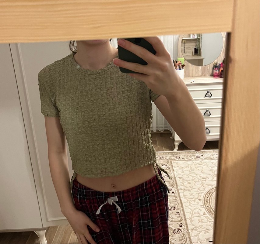 Yeşil Crop Top Kadın Tişört - Görsel 2
