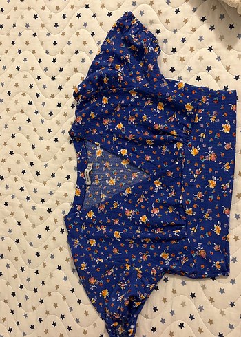 Mavi Bohem V Yaka Midi Elbise - Görsel 4