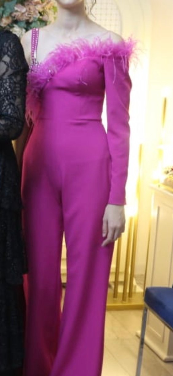 Uzun Kollu Mor Drapeli Tulum - Görsel 3