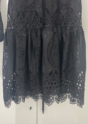 Siyah dantelli mini elbise - Görsel 3