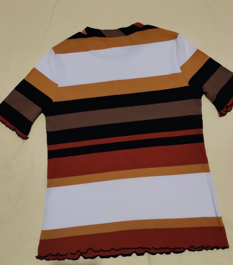 çizgili Tişört kısa kollu pamuklu - Görsel 4