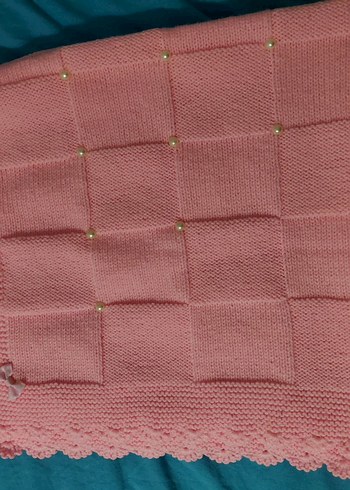 Pembe Örgü Bebek Battaniyesi - Görsel 3