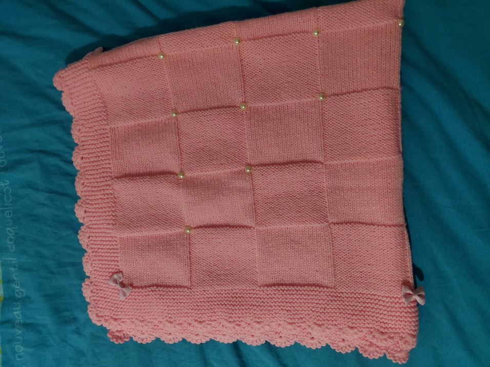 Pembe Örgü Bebek Battaniyesi - Görsel 3