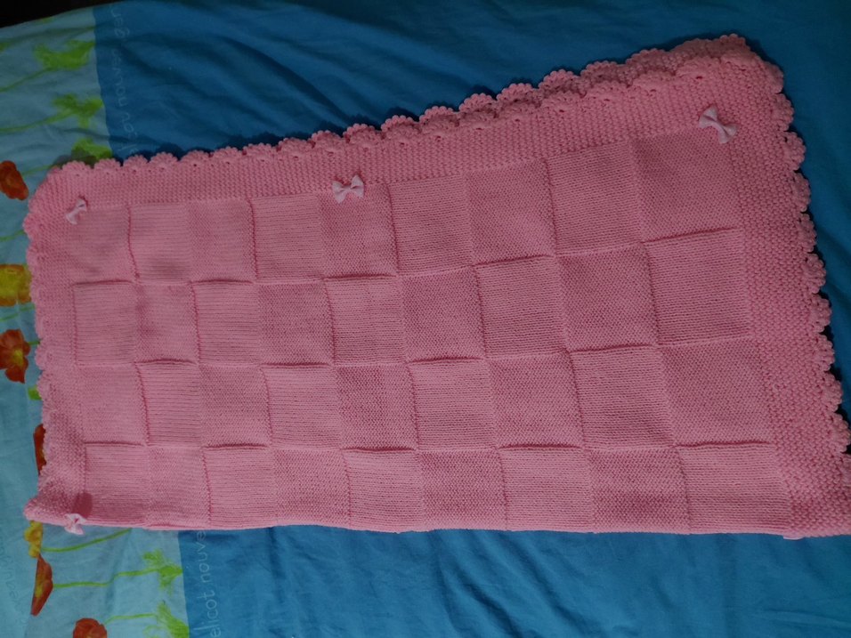 Pembe Örgü Bebek Battaniyesi - Görsel 2