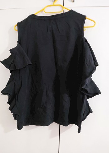 Kız Çocuk Siyah Fırfırlı Tişört - Görsel 3