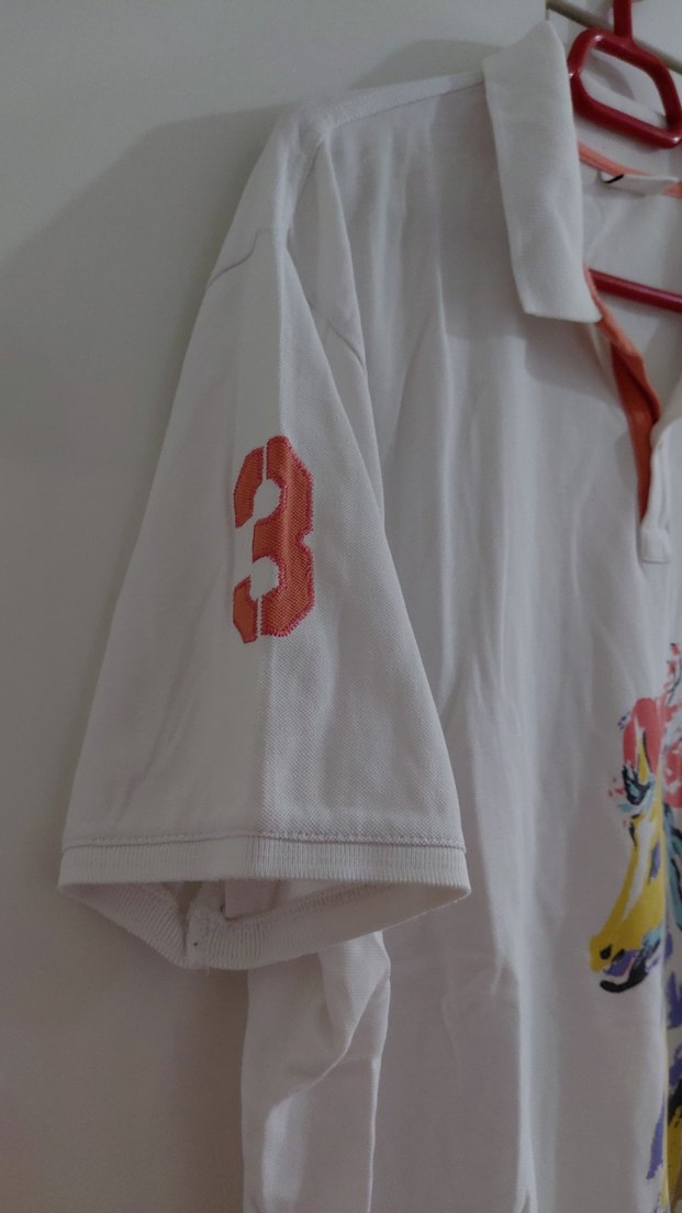 Beyaz At Baskılı Erkek Polo Tişört - Görsel 3