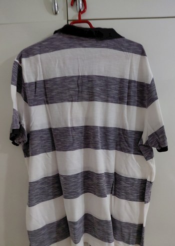 Gri Çizgili Düğmeli Erkek Polo Tişört en 64 boy 75 sm. - Görsel 2