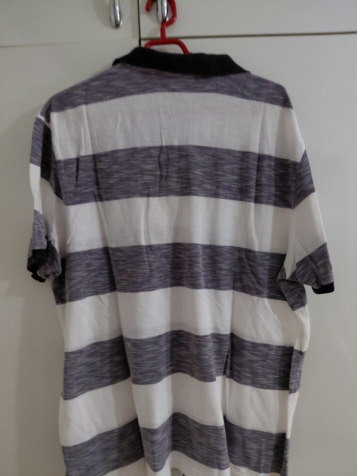 Gri Çizgili Düğmeli Erkek Polo Tişört en 64 boy 75 sm. - Görsel 2