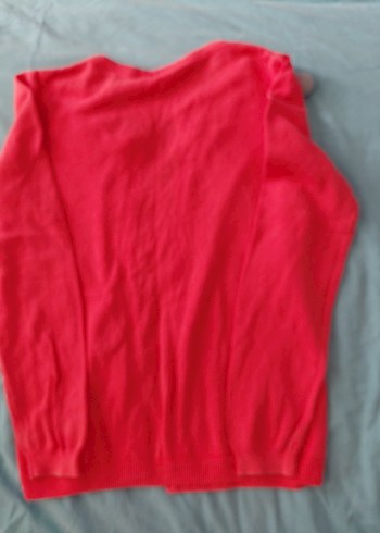 Kız Çocuk Kırmızı Keten Düğmeli Hırka - Görsel 2