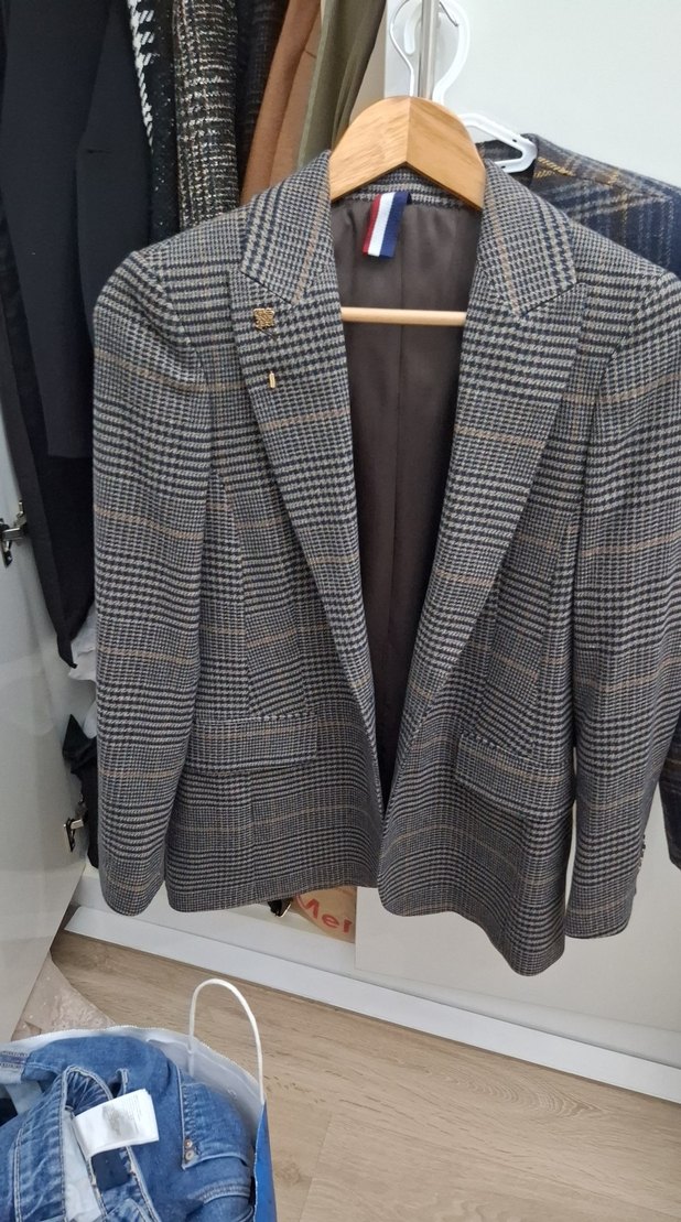 Düğmeli Gri Kadın Blazer Ceket - Görsel 3