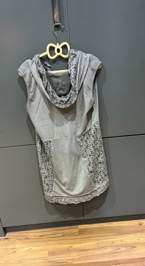 Gri Bohem Uzun Kolsuz Keten Elbise - Görsel 4