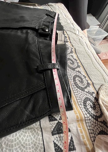 Kadın Siyah Deri Kemerli Midi Pantolon - Görsel 6