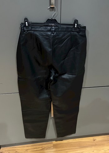 Kadın Siyah Deri Kemerli Midi Pantolon - Görsel 4