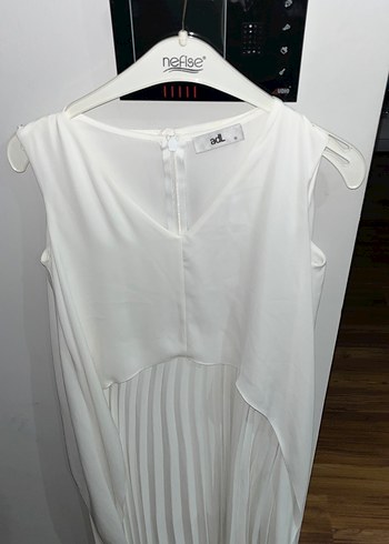 Kendinden kemerli piliseli elbise - Görsel 2