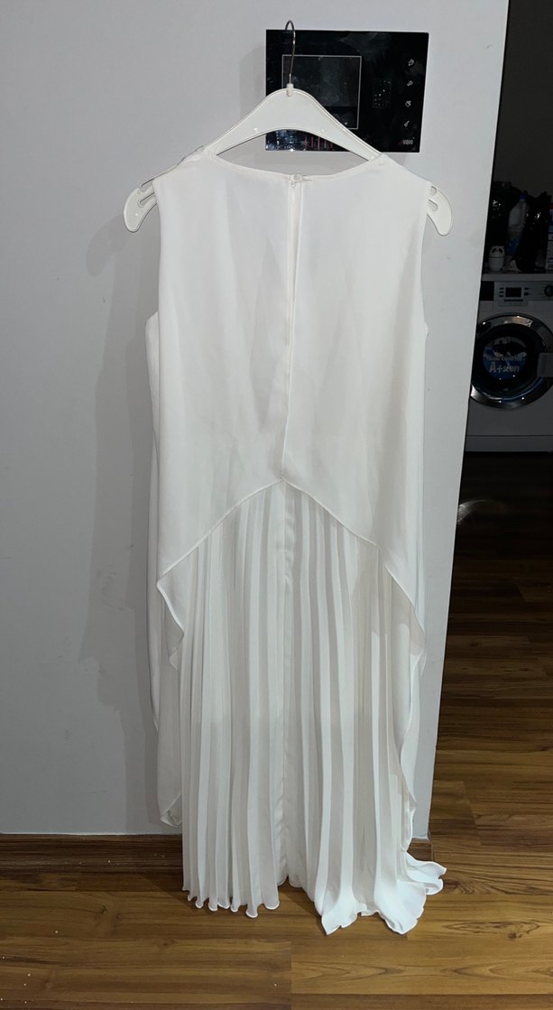 Kendinden kemerli piliseli elbise - Görsel 4