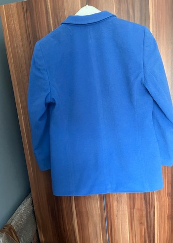 Mavi Düğmeli Midi Kadın Ceket - Görsel 3