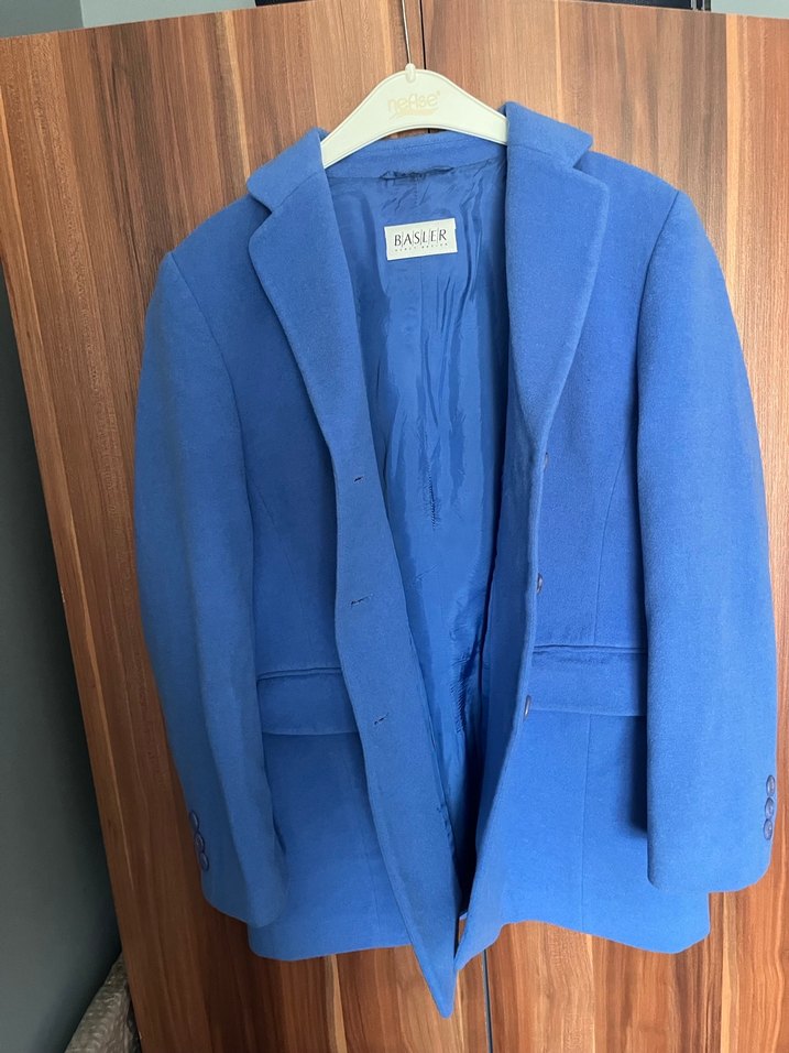 Mavi Düğmeli Midi Kadın Ceket - Görsel 4