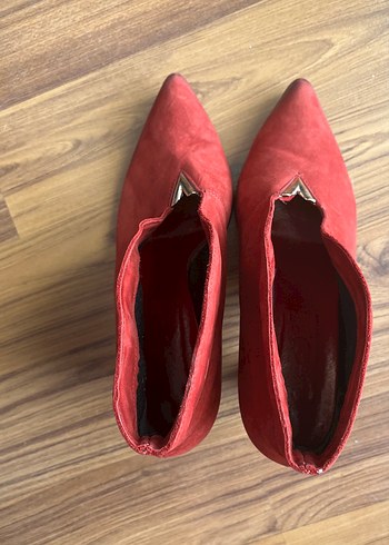 Kırmızı Süet Stiletto Kadın Ayakkabı - Görsel 2