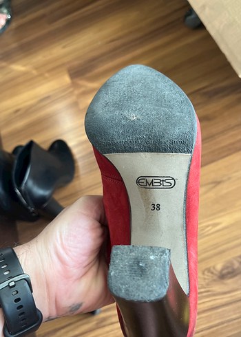 Kırmızı Süet Stiletto Kadın Ayakkabı - Görsel 4