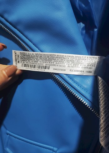 Zara Mavi Biker Suni Deri Ceket Kemerli - Görsel 5