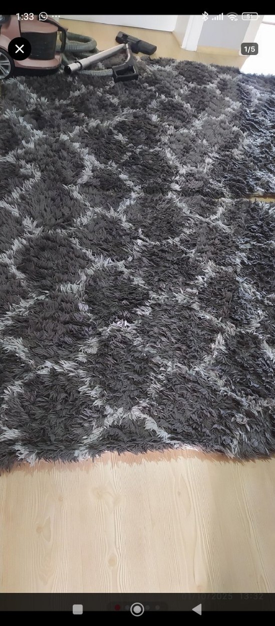 Gri Bohem Desenli Shaggy Halı - Görsel 3