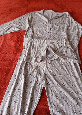 Gri Baskılı Lohusa ve Emzirme Pijama Takımı - Görsel 3