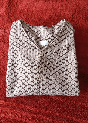 Gri Baskılı Lohusa ve Emzirme Pijama Takımı - Görsel 4