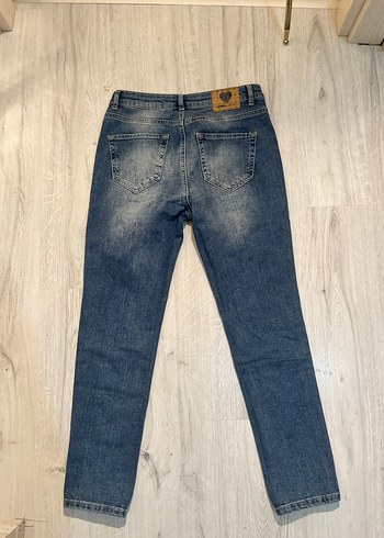 Kadın Yırtık Rahat Kesim Mavi Denim Pantolon - Görsel 2